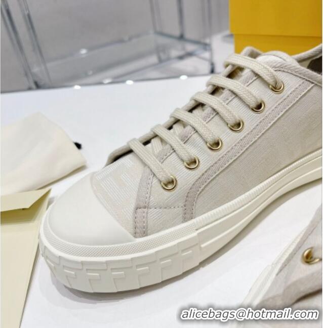 Classic Hot Fendi Domino FF Fabric Low-top Sneakers White 070233