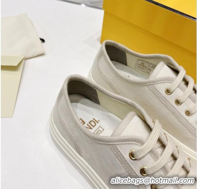 Classic Hot Fendi Domino FF Fabric Low-top Sneakers White 070233