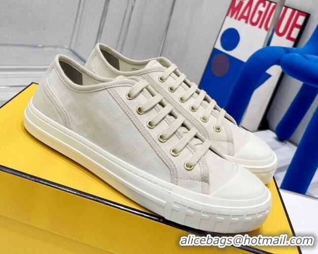 Classic Hot Fendi Domino FF Fabric Low-top Sneakers White 070233