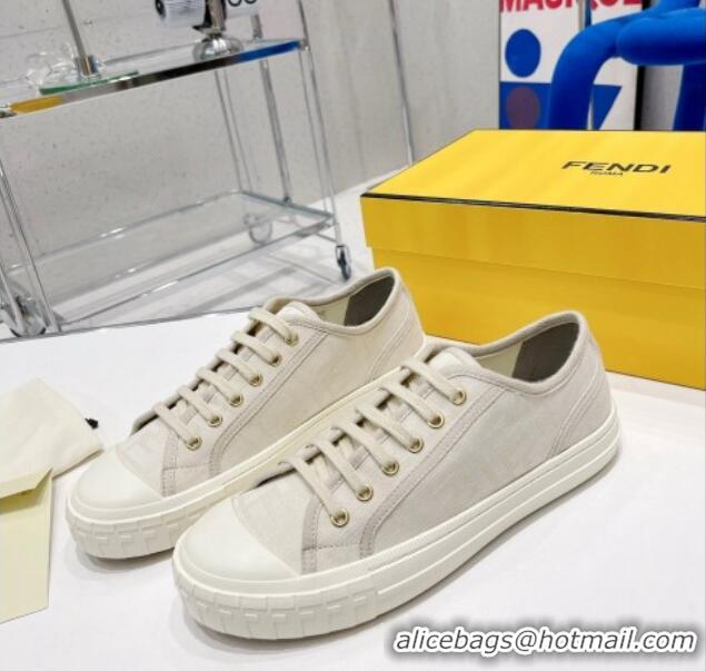 Classic Hot Fendi Domino FF Fabric Low-top Sneakers White 070233