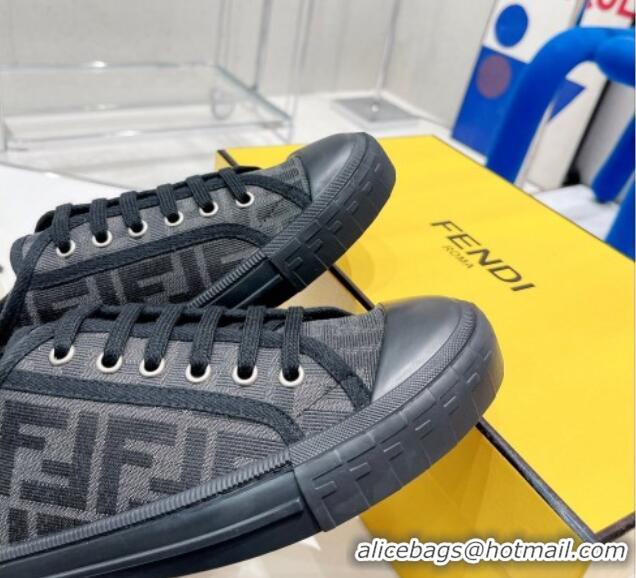 Low Price Fendi Domino FF Fabric Low-top Sneakers Black 070235