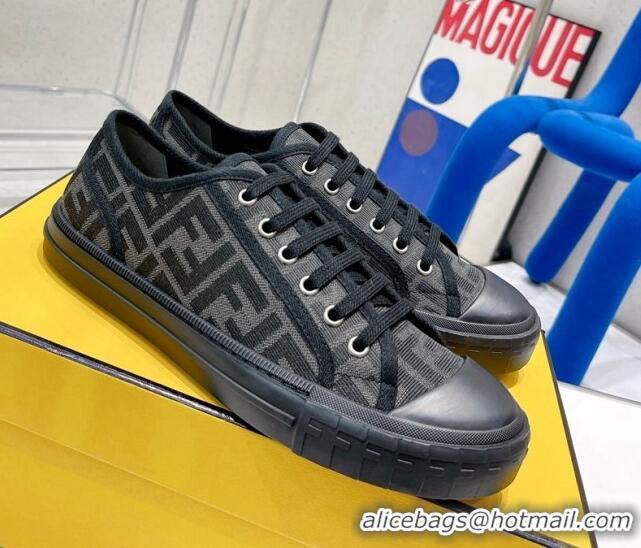 Low Price Fendi Domino FF Fabric Low-top Sneakers Black 070235