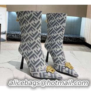 Purchase Versace x Fendi Fendace FF Canvas Ankle Boots 10.5cm Grey 070476