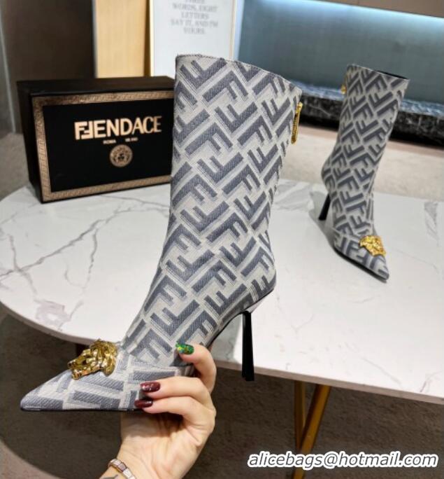 Purchase Versace x Fendi Fendace FF Canvas Ankle Boots 10.5cm Grey 070476