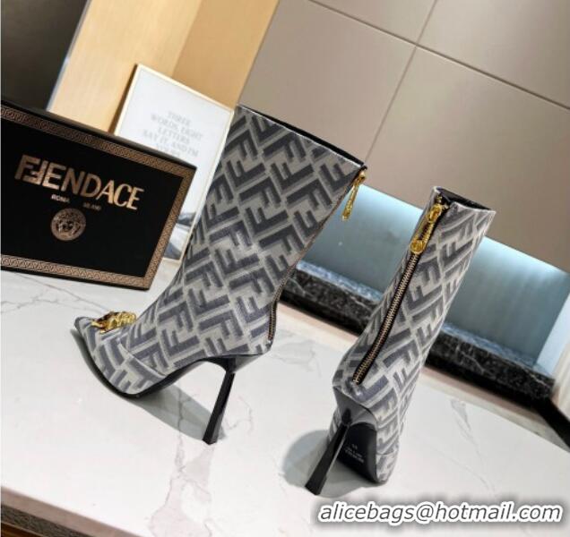 Purchase Versace x Fendi Fendace FF Canvas Ankle Boots 10.5cm Grey 070476