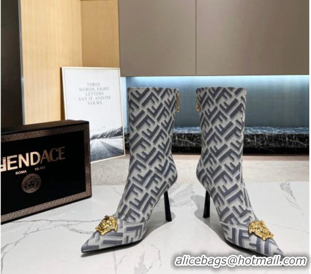 Purchase Versace x Fendi Fendace FF Canvas Ankle Boots 10.5cm Grey 070476