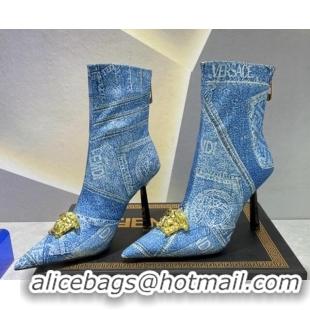 Good Looking Versace x Fendi Fendace Denim Ankle Boots 10.5cm Blue 070479