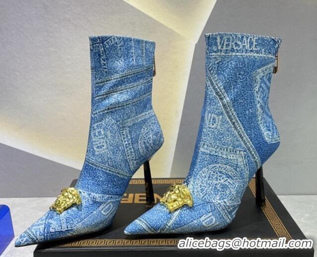 Good Looking Versace x Fendi Fendace Denim Ankle Boots 10.5cm Blue 070479