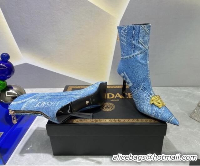 Good Looking Versace x Fendi Fendace Denim Ankle Boots 10.5cm Blue 070479