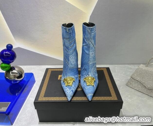 Good Looking Versace x Fendi Fendace Denim Ankle Boots 10.5cm Blue 070479