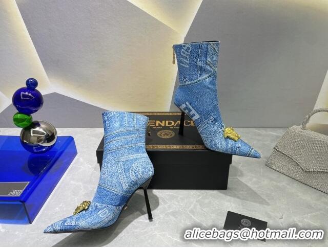 Good Looking Versace x Fendi Fendace Denim Ankle Boots 10.5cm Blue 070479