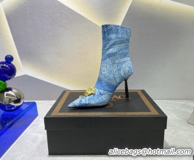 Good Looking Versace x Fendi Fendace Denim Ankle Boots 10.5cm Blue 070479