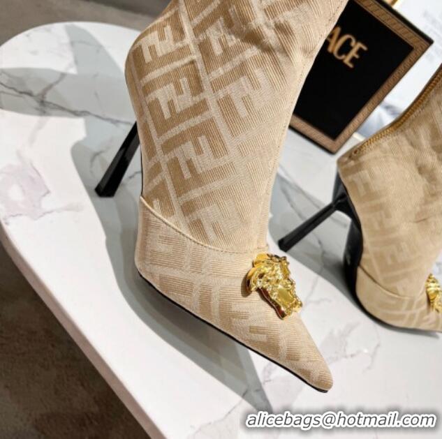 Duplicate Versace x Fendi Fendace FF Canvas High Boots 10.5cm Beige 070483