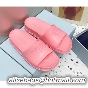 Trendy Design Prada Rubber Flat Slides Sandals Pink 0523108