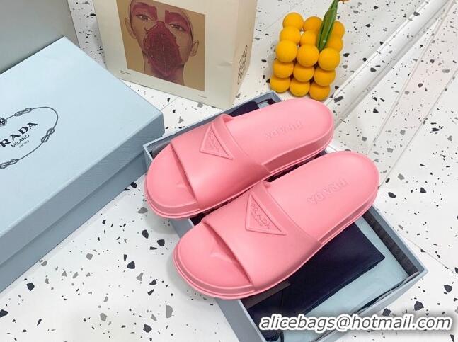 Trendy Design Prada Rubber Flat Slides Sandals Pink 0523108