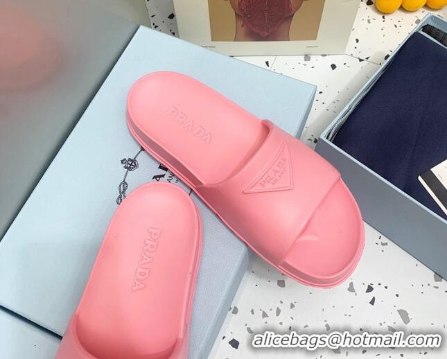 Trendy Design Prada Rubber Flat Slides Sandals Pink 0523108