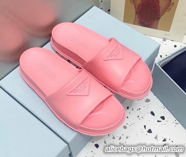 Trendy Design Prada Rubber Flat Slides Sandals Pink 0523108