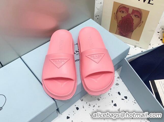 Trendy Design Prada Rubber Flat Slides Sandals Pink 0523108