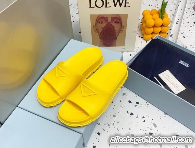 Best Product Prada Rubber Flat Slides Sandals Yellow 0523109