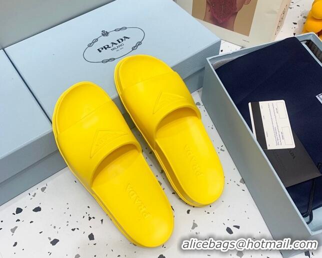 Best Product Prada Rubber Flat Slides Sandals Yellow 0523109