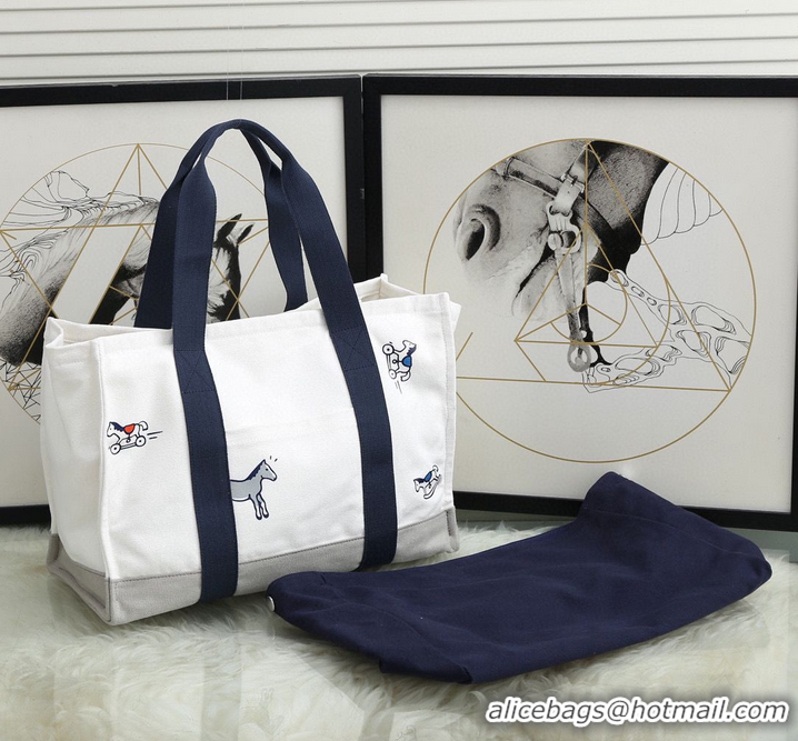 Trendy Design Hermes Adada Nappy Canvas Shopping Bag H5635 Navy&White