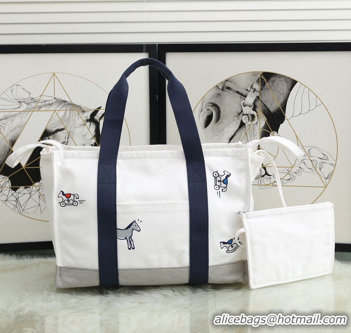 Trendy Design Hermes Adada Nappy Canvas Shopping Bag H5635 Navy&White