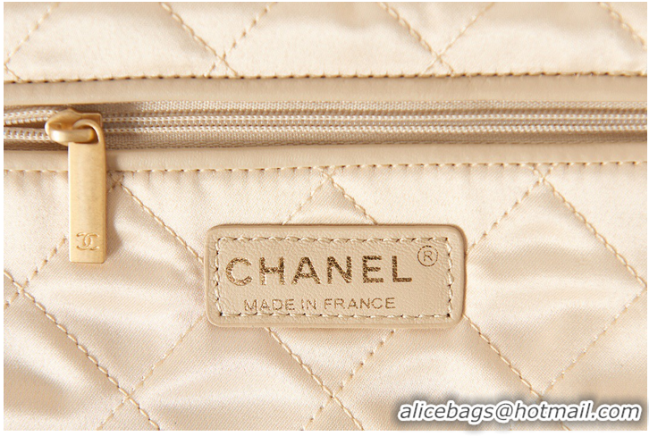 Famous Brand CHANEL 22 SMALL HANDBAG AS3260 white&gold Metal