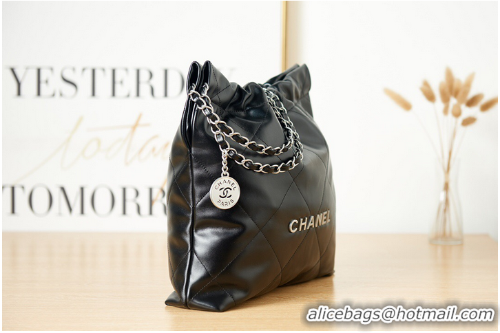 Good Product CHANEL 22 HANDBAG Calfskin & Silver-Tone Metal AS3261 Black