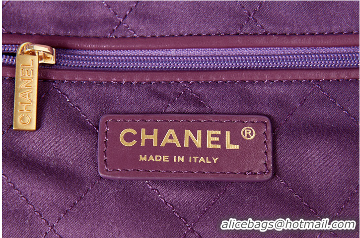 Promotional CHANEL 22 HANDBAG Calfskin & gold-Tone Metal AS3261 dark Purple