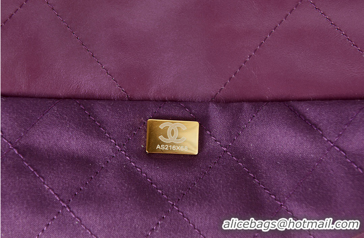 Promotional CHANEL 22 HANDBAG Calfskin & gold-Tone Metal AS3261 dark Purple