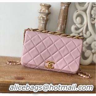 Shop Grade Chanel SMALL FLAP BAG Lambskin & Gold-Tone Metal AS3367 pink