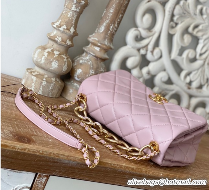 Shop Grade Chanel SMALL FLAP BAG Lambskin & Gold-Tone Metal AS3367 pink