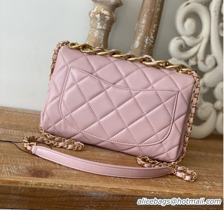 Shop Grade Chanel SMALL FLAP BAG Lambskin & Gold-Tone Metal AS3367 pink