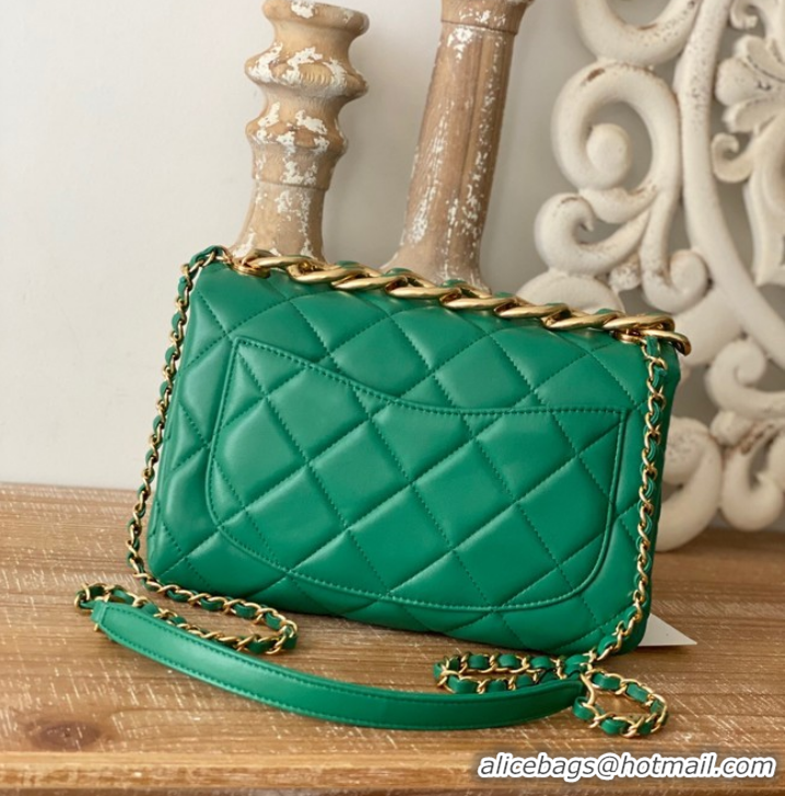 Good Product Chanel SMALL FLAP BAG Lambskin & Gold-Tone Metal AS3367 green