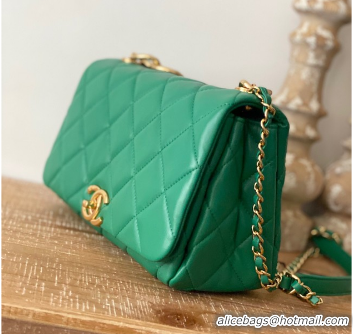 Good Product Chanel SMALL FLAP BAG Lambskin & Gold-Tone Metal AS3367 green