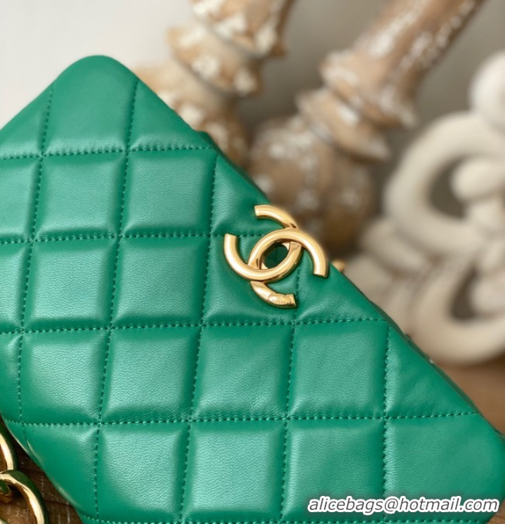 Good Product Chanel SMALL FLAP BAG Lambskin & Gold-Tone Metal AS3367 green