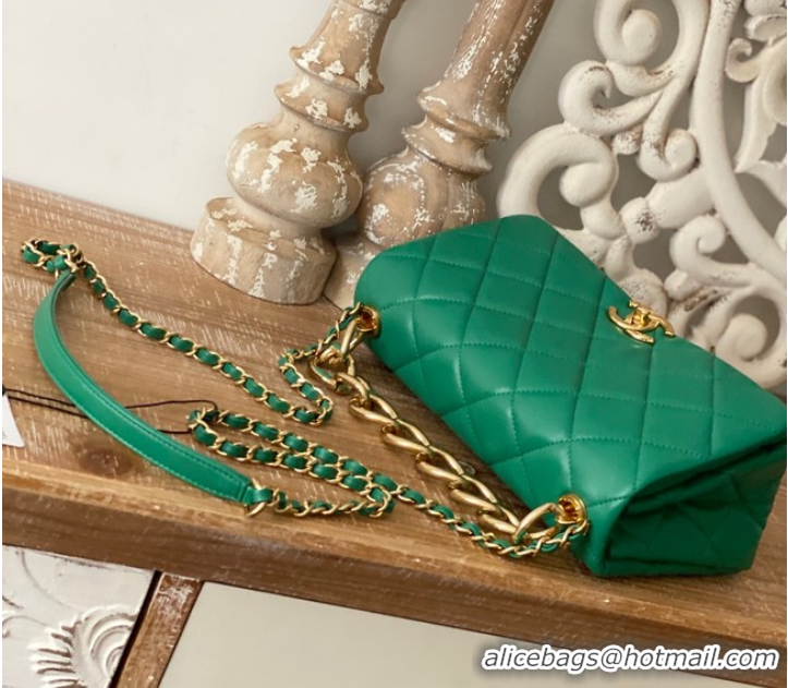 Good Product Chanel SMALL FLAP BAG Lambskin & Gold-Tone Metal AS3367 green