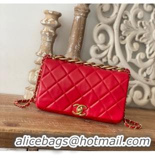 Grade Quality Chanel SMALL FLAP BAG Lambskin & Gold-Tone Metal AS3367 red