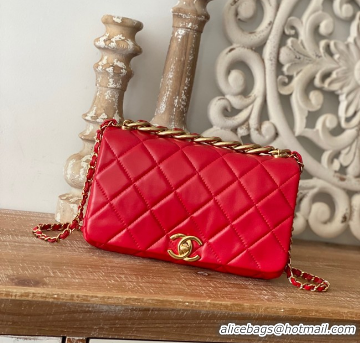 Grade Quality Chanel SMALL FLAP BAG Lambskin & Gold-Tone Metal AS3367 red