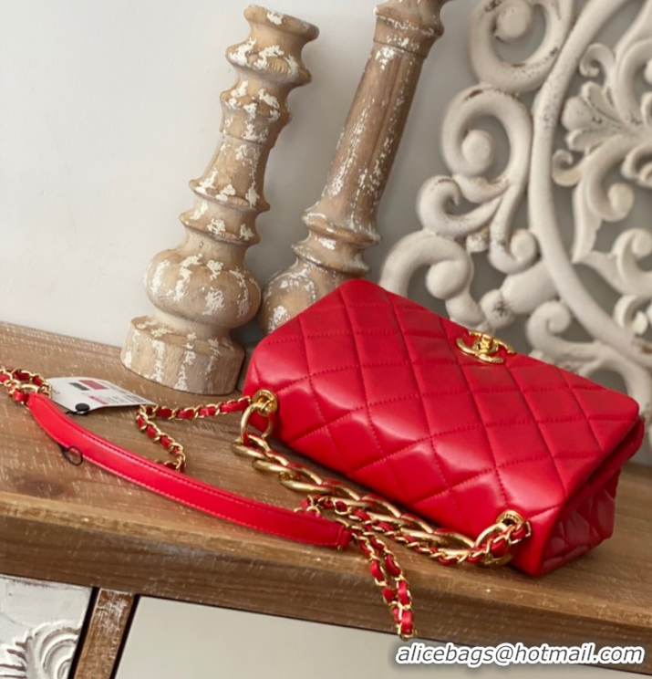 Grade Quality Chanel SMALL FLAP BAG Lambskin & Gold-Tone Metal AS3367 red