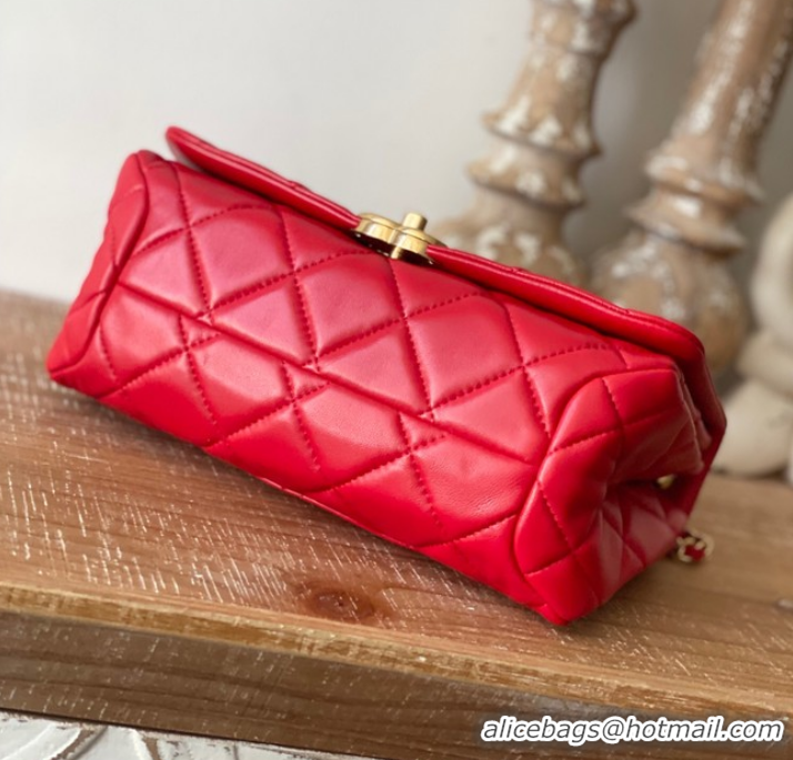 Grade Quality Chanel SMALL FLAP BAG Lambskin & Gold-Tone Metal AS3367 red