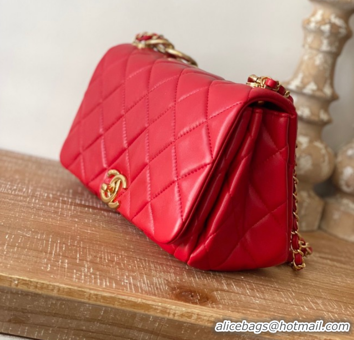 Grade Quality Chanel SMALL FLAP BAG Lambskin & Gold-Tone Metal AS3367 red