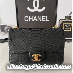 Promotional Chanel SMALL FLAP BAG Snakeskin & Gold-Tone Metal AS3214 black