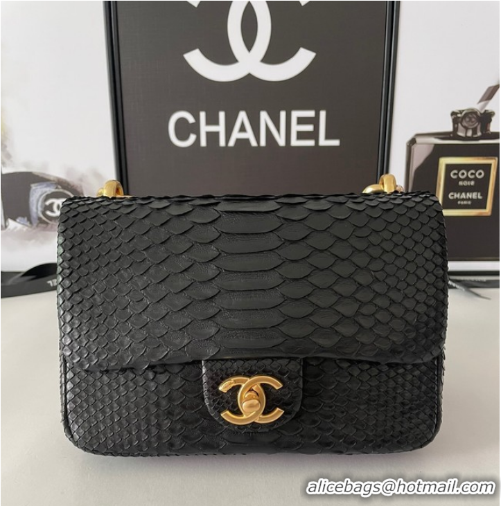 Promotional Chanel SMALL FLAP BAG Snakeskin & Gold-Tone Metal AS3214 black