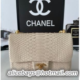 Good Looking Chanel SMALL FLAP BAG Snakeskin & Gold-Tone Metal AS3214 Beige