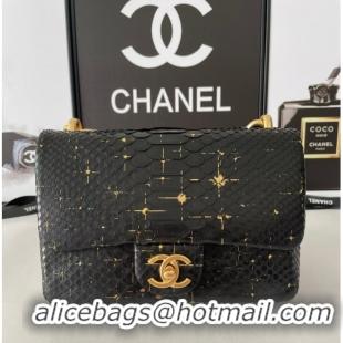 Popular Style Chanel SMALL FLAP BAG Snakeskin & Gold-Tone Metal AS3214 black&gold