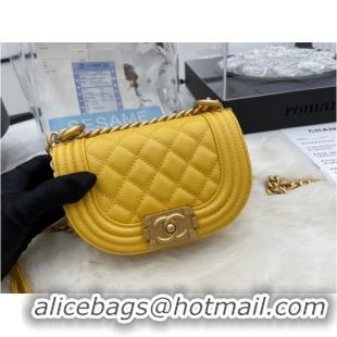 Famous Brand CHANEL MESSENGER BAG MINI BOY AS3315 yellow