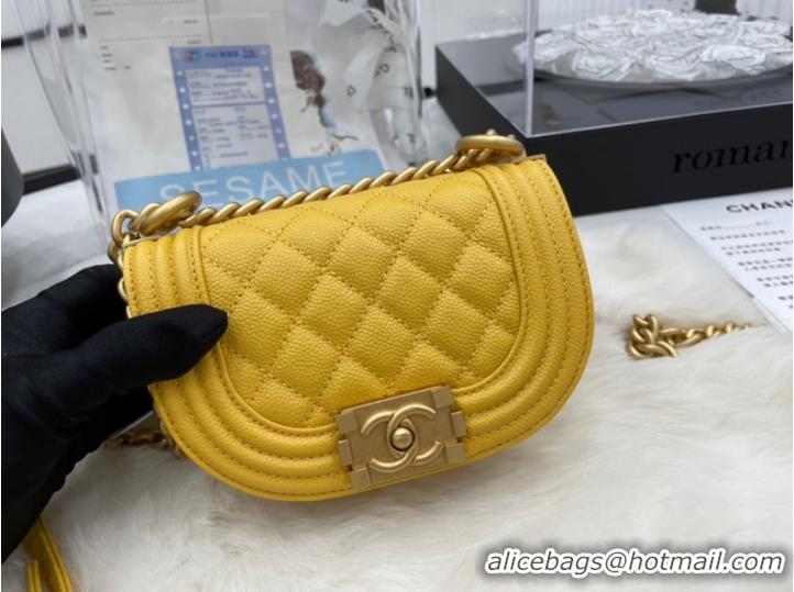 Famous Brand CHANEL MESSENGER BAG MINI BOY AS3315 yellow