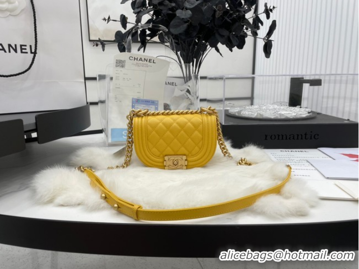 Famous Brand CHANEL MESSENGER BAG MINI BOY AS3315 yellow