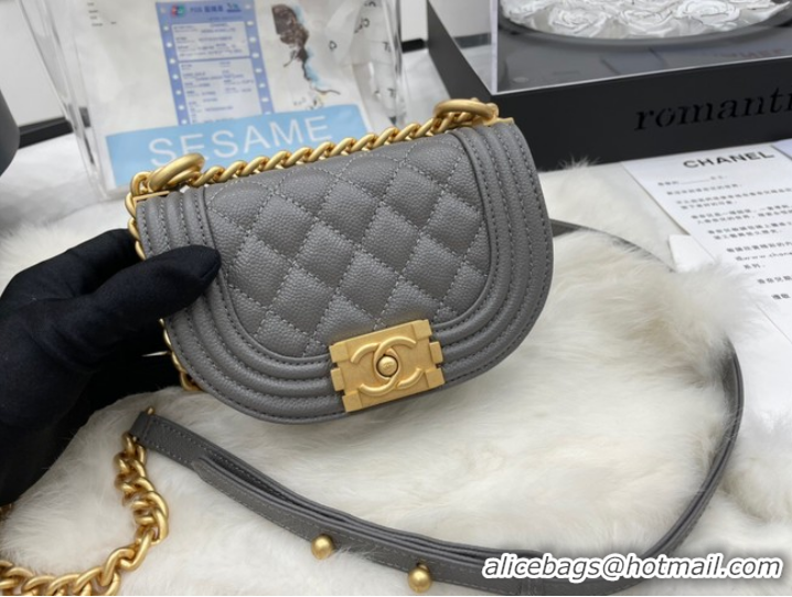 Luxury Cheap CHANEL MESSENGER BAG MINI BOY AS3315 gray